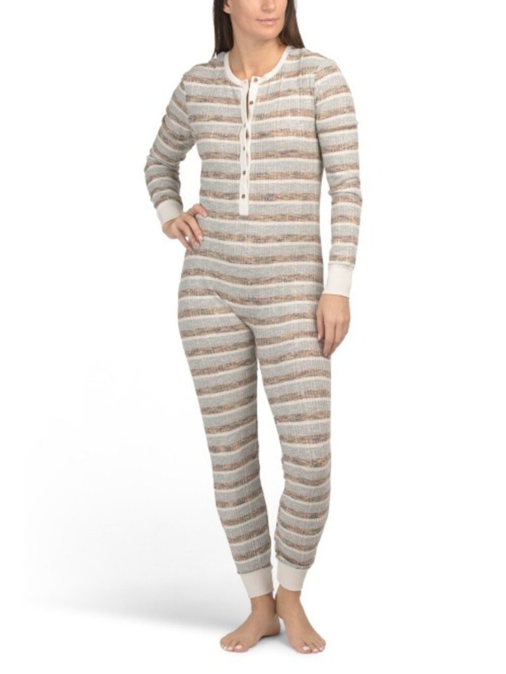 NEW HONEYDEW One-piece Pajama Lounge Wear Striped Long Sleeve NWT